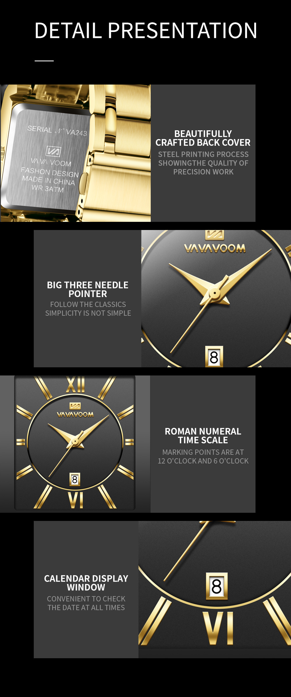 Unternehmen Geometrisch Doppelte Seitliche Druckknöpfe Quarz Männer Uhren display picture 13