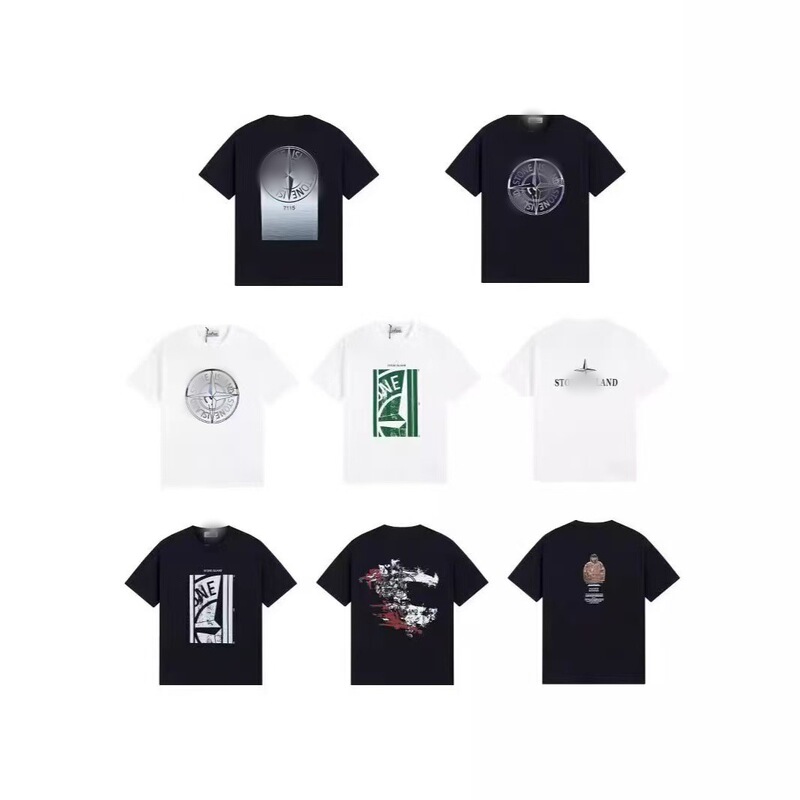 Cross-border American stone high quality behind the coordinates disc LOGO printing short-sleeved T-shirt men's and women's foreign trade tide Cross-border American stone high quality behind the coordinates disc LOGO printing short-sleeved T-shirt men's and women's foreign trade tide