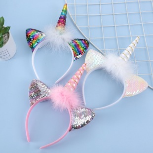 Stall toy manufacturers wholesale new luminous unicorn children's flash headband tremolo props concert headband