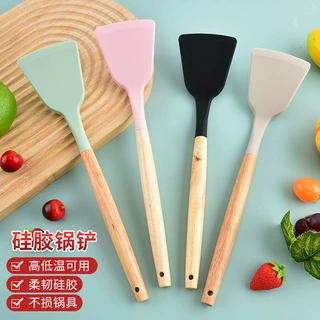 源头工厂现货家用厨房炒菜铲食品级耐高温木柄硅胶锅铲不粘锅专用