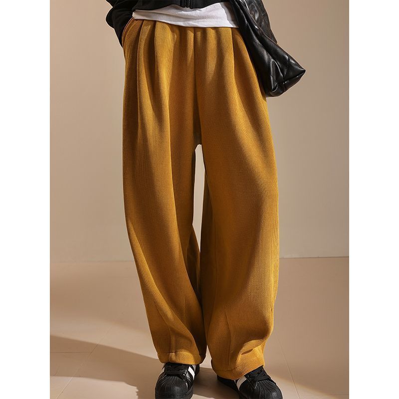 Straight-Leg Wide-Leg Casual Lantern Sleeve Corduroy Pants for Women in Purple, Elegant Nine-Point Length Pants for Autumn and Winter Straight-Leg Wide-Leg Casual Lantern Sleeve Corduroy Pants for Women in Purple, Elegant Nine-Point Length Pants for Autumn and Winter