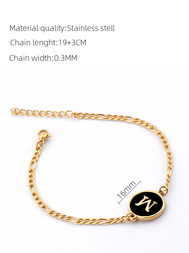 15g Weight Simple Style Round Letter 304 Stainless Steel 18K Gold Plated Shell Stainless Steel Bracelets In Bulk