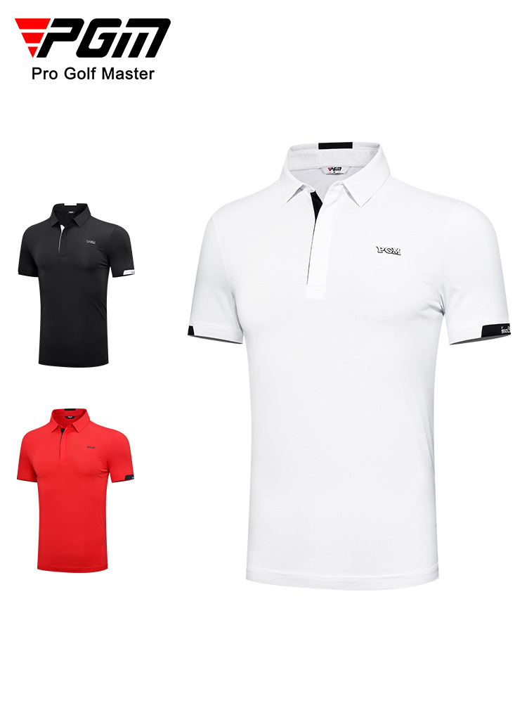 Áo thun golf nam ngắn tay PGM hút ẩm nhanh khô — YF587-màu trắng, YF587-Màu đen, YF587-màu đỏ
