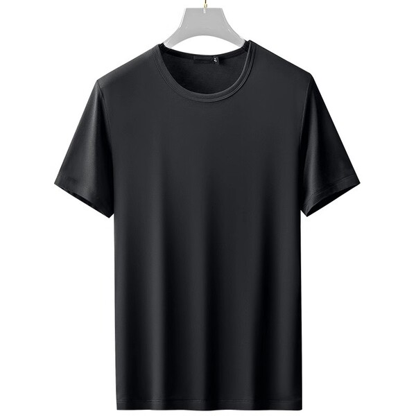 Silk summer solid elite thin short sleeve T-shirt with a round…