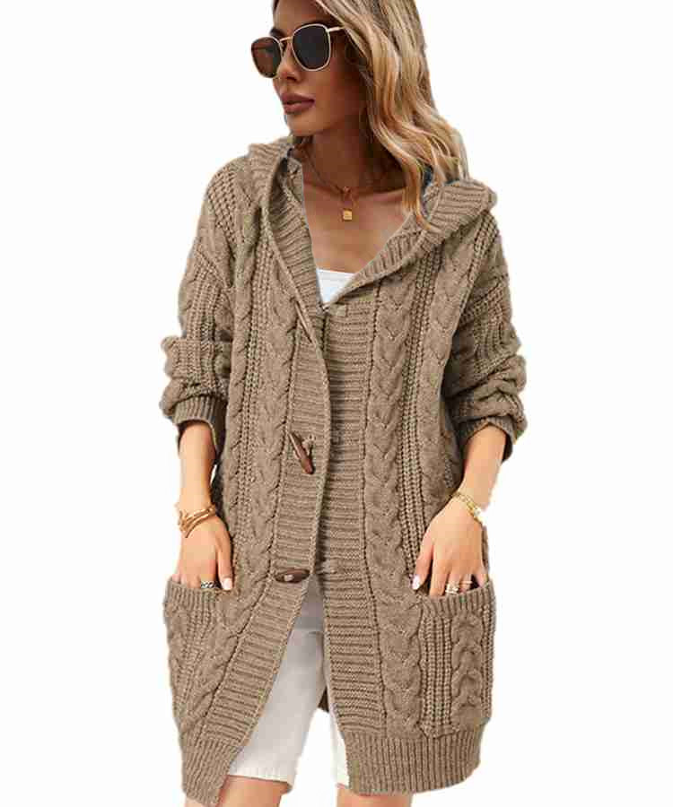 Suéter Cárdigan con Capucha de Punto Grueso para Mujer, Talla Grande, Estilo OL, Nuevo para Otoño/Invierno 2025, Comercio Exterior Transfronterizo, Amazon