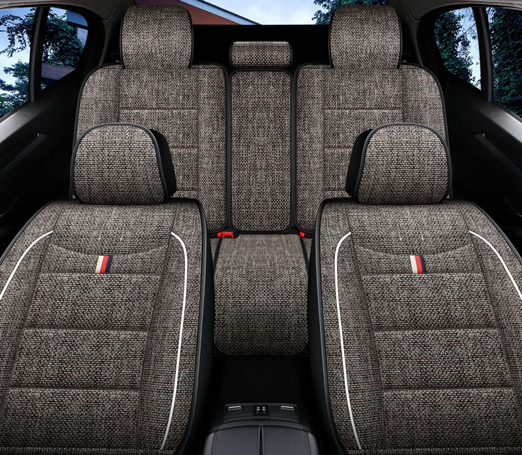 Factory Direct Sales Breathable Linen All-Season Wear-Resistant and Dirt-Resistant Full-Cover Linen Car Seat Cushion and Car Seat Cover