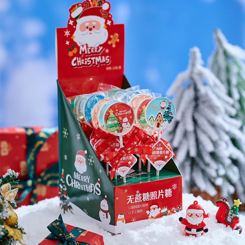 圣诞节糖果卡通雪人棒棒糖无蔗糖儿童零食商场活动超市便利店零售