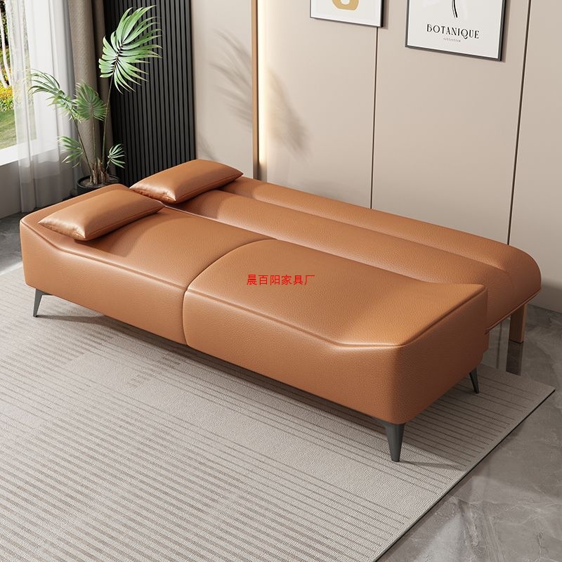 Sofa Small Apartment Cat Claw Leather Folding Dual-Purpose Rental Sofa Bed Apartment Simple Sofa Living Room Bedroom Store