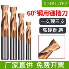 钨钢铣刀2刃平底直柄60度硬质合金铣刀二刃键槽铣刀切削不锈钢
