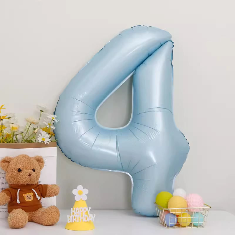 40inch アルミフィルムデジタルバルーン ベビーブルーピンク 女の子の誕生日シーンの装飾 ベビー123歳の誕生日の装飾|undefined