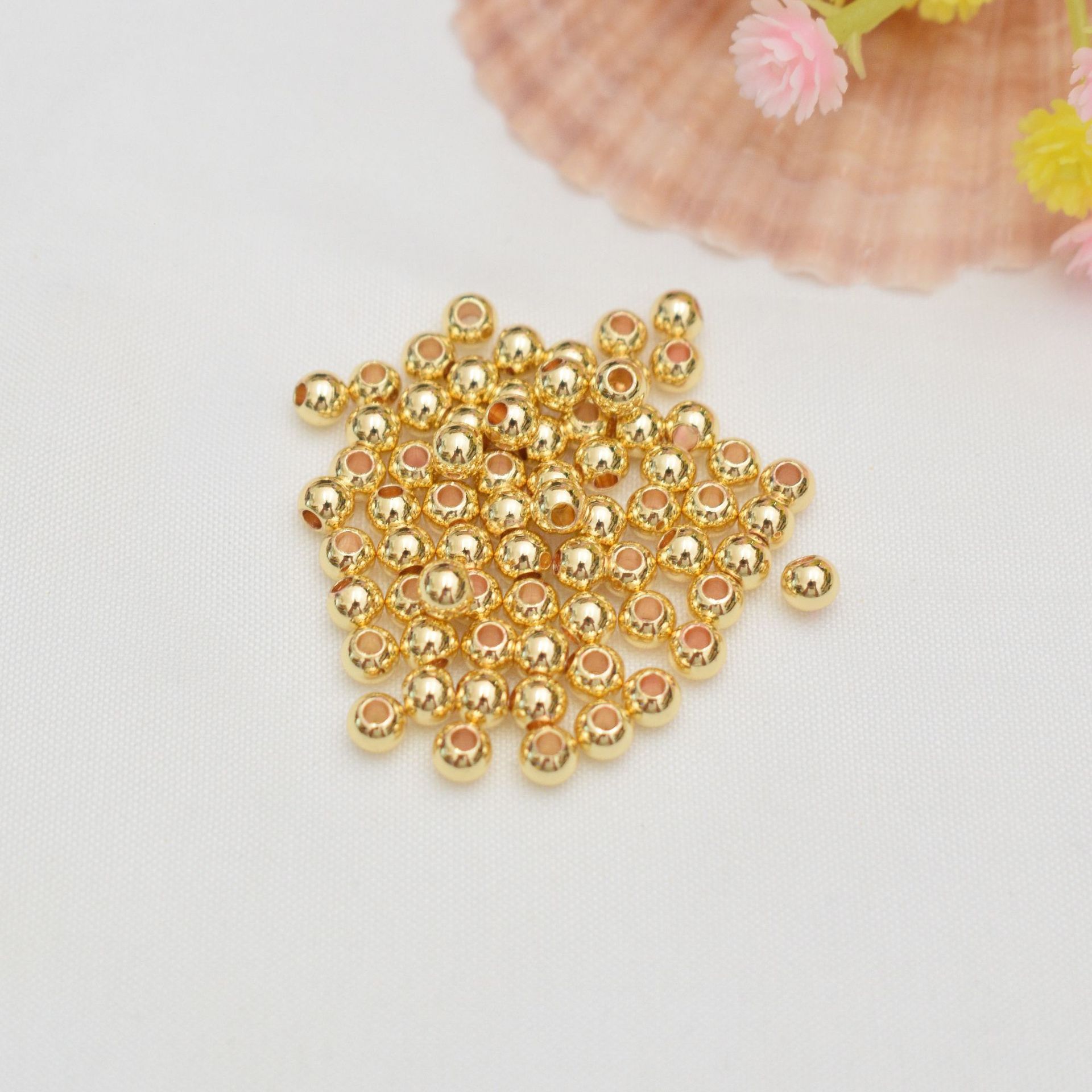 DIY joyería hecha a mano con cuentas accesorios perlas transferencia espaciador perlas pequeñas perlas de oro perlas sólidas brillantes perlas sueltas material al por mayor