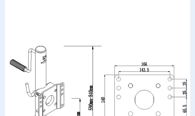 Single-Wheel Trailer 0kg Top-Side Swivel Yacht Rv Mobile Support 6inch Guide Wheel Lifting Rv Stand