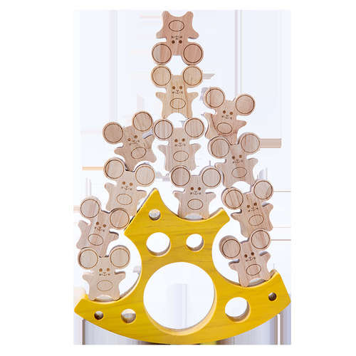Children's early education mouse cheese stacking high battle balance hand-eye coordination fun stacking blocks educational toy