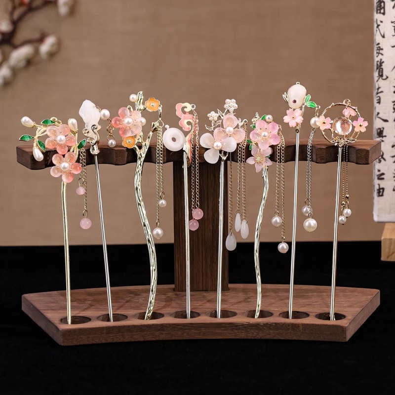 Nueva horquilla china 2025 nuevo estilo estilo antiguo horquilla mujer falda de cara de caballo de alta calidad estilo nacional horquilla de madera paso a paso horquilla tocado