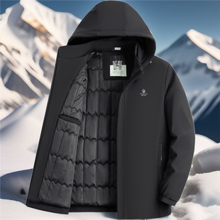 New Dad's Cotton Jacket Men's Winter Loose Cotton Coat Middle-Aged Hooded Thickened Middle-Aged and Elderly Cotton Coat for Warmth