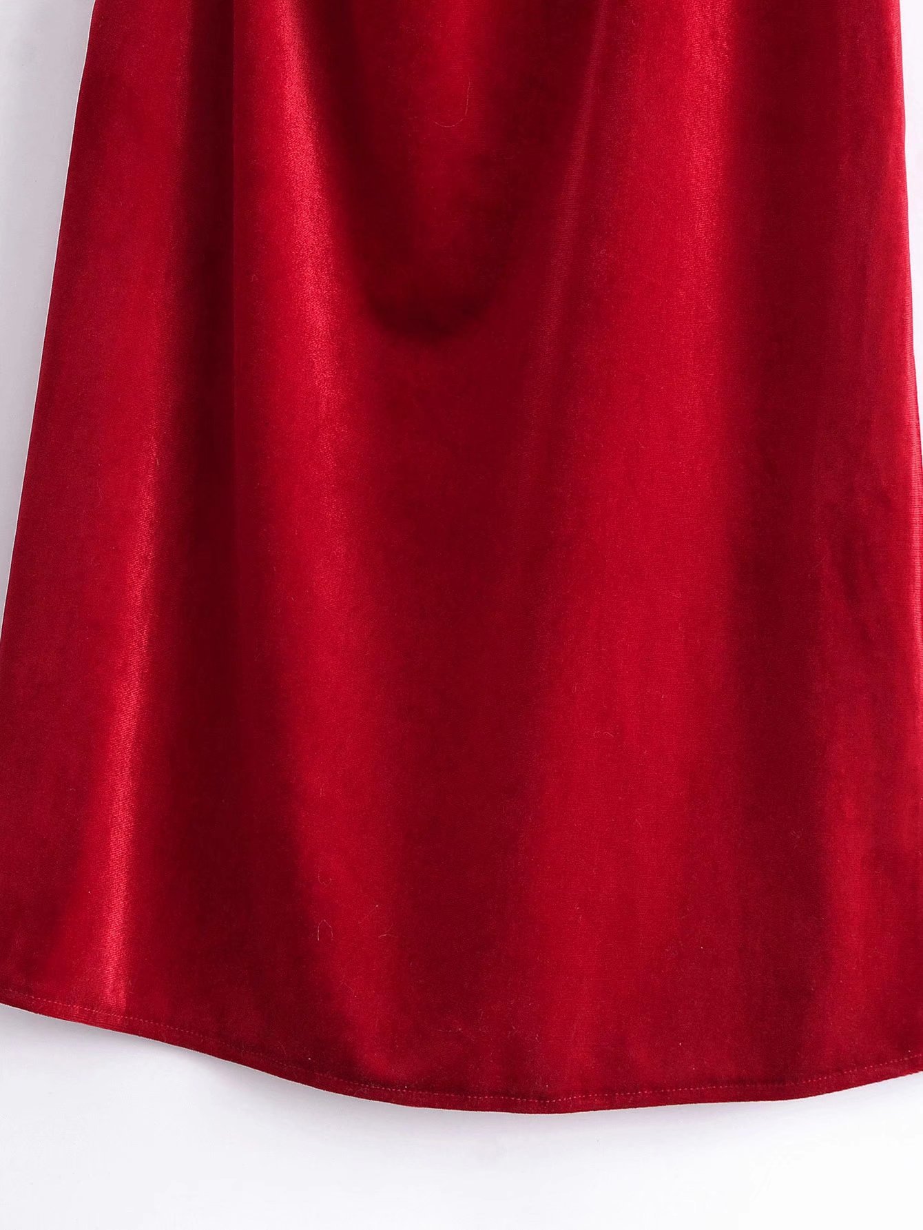 Slim Pleated Velvet Sling Dress NSAM109575