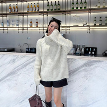 【垛襟】24冬濮院毛衣女加厚宽松慵懒风外穿中长款粗毛线韩版上衣
