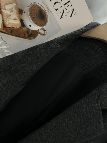 Women's Deep Gray Wool Blazer 2025 Autumn/Winter New Han Style Audrey Hepburn Inspired High-End Elegance Blouse