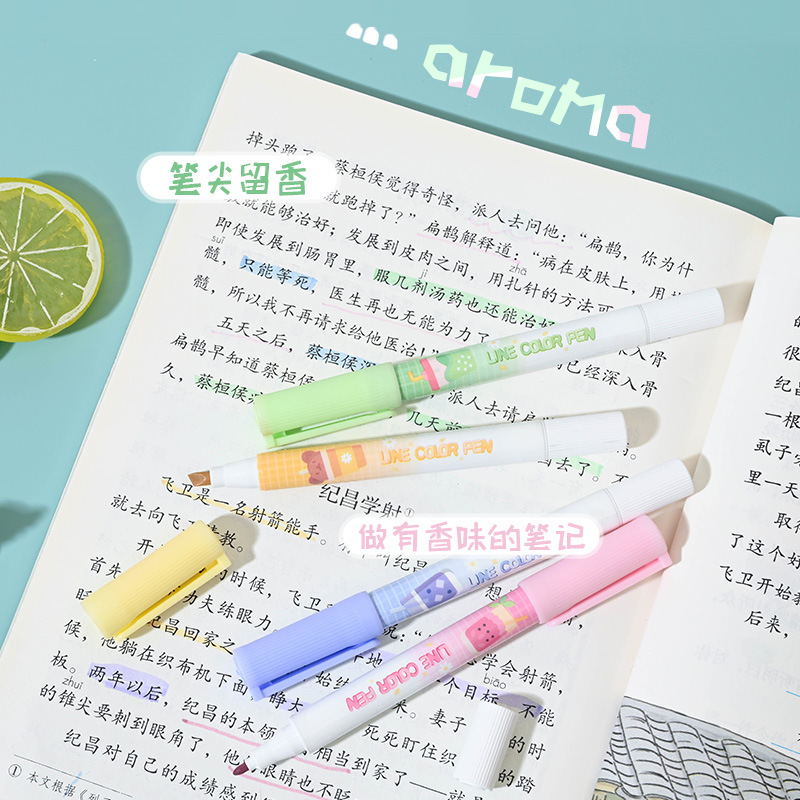 Perfume puntero de énfasis para estudiantes puntero de doble cabeza puntero de marca fluorescente puntero de marca DIY puntero