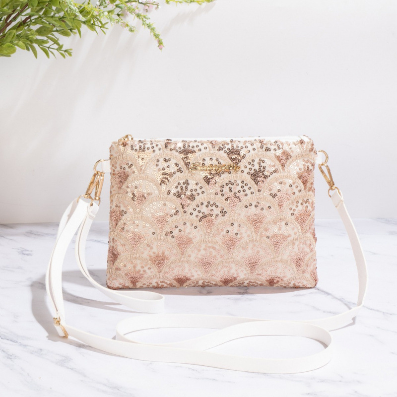 Nicho de estilo nacional de verano 2025 nueva cadena de moda alta sensación de moda sequinilla portátil bolsas de tramo oblicuas