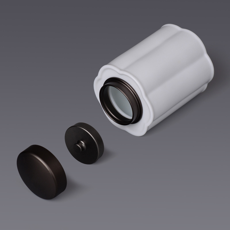 Ningxuan Tea Can Ceramic Sealed Can Moisture-Proof Tea Box Storage Can with Tin Lid White Porcelain Medium-Sized Pu'er Black Tea Can