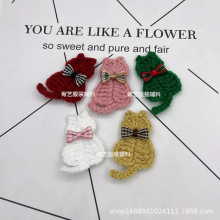 可爱小猫咪背影手工花蝴蝶结配饰 童装辅料DIY手钩花 2085