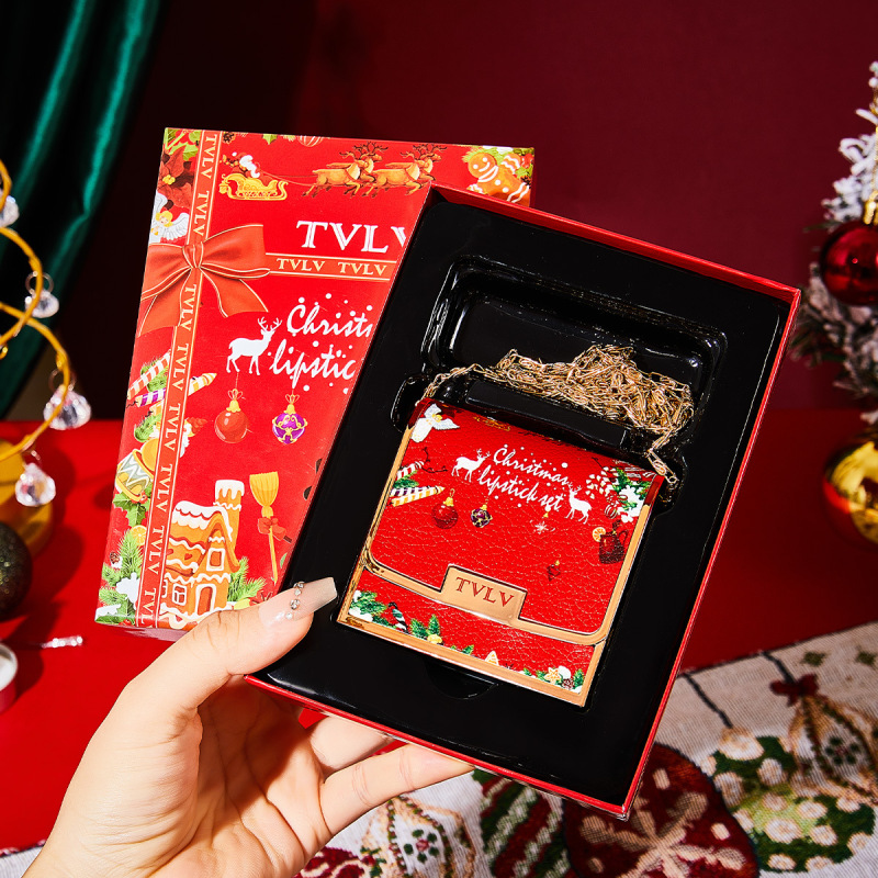 クロスボーダー TVLV クリスマスリップスティック 3本セット 保湿マットリップグレーズ 汚れにくい ヌードカラー 新年バッグリップスティック|undefined