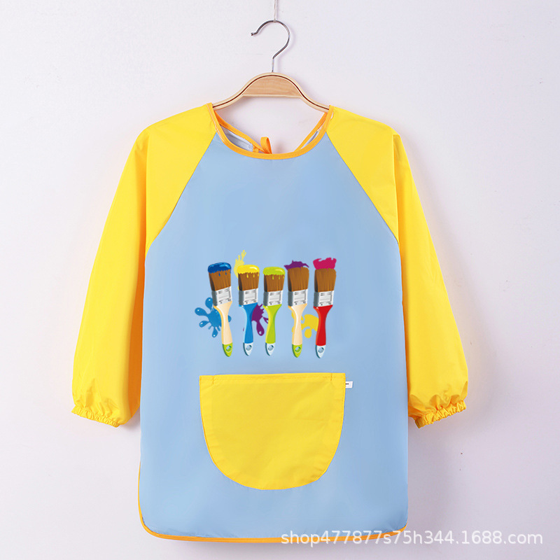 Abrigo DE LOS NIÑOS impermeable arte kindergarten pintura ropa publicidad inversa ropa impresa logo manga larga delantal vestido inverso