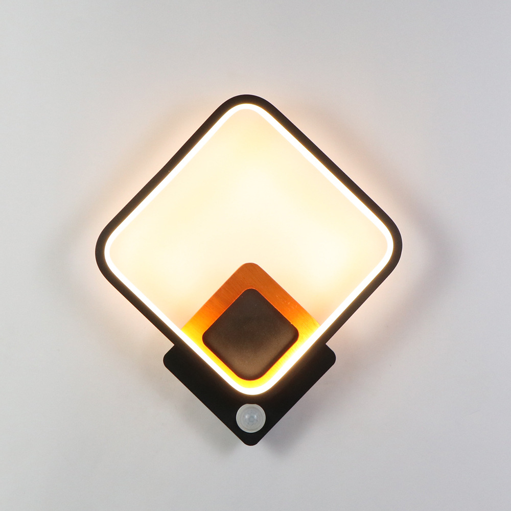 Inducción cuadrada geometría moderna estilo minimalista dormitorio cabecera luz de fondo creativa pared balcón lámpara de pared lámpara de pasillo