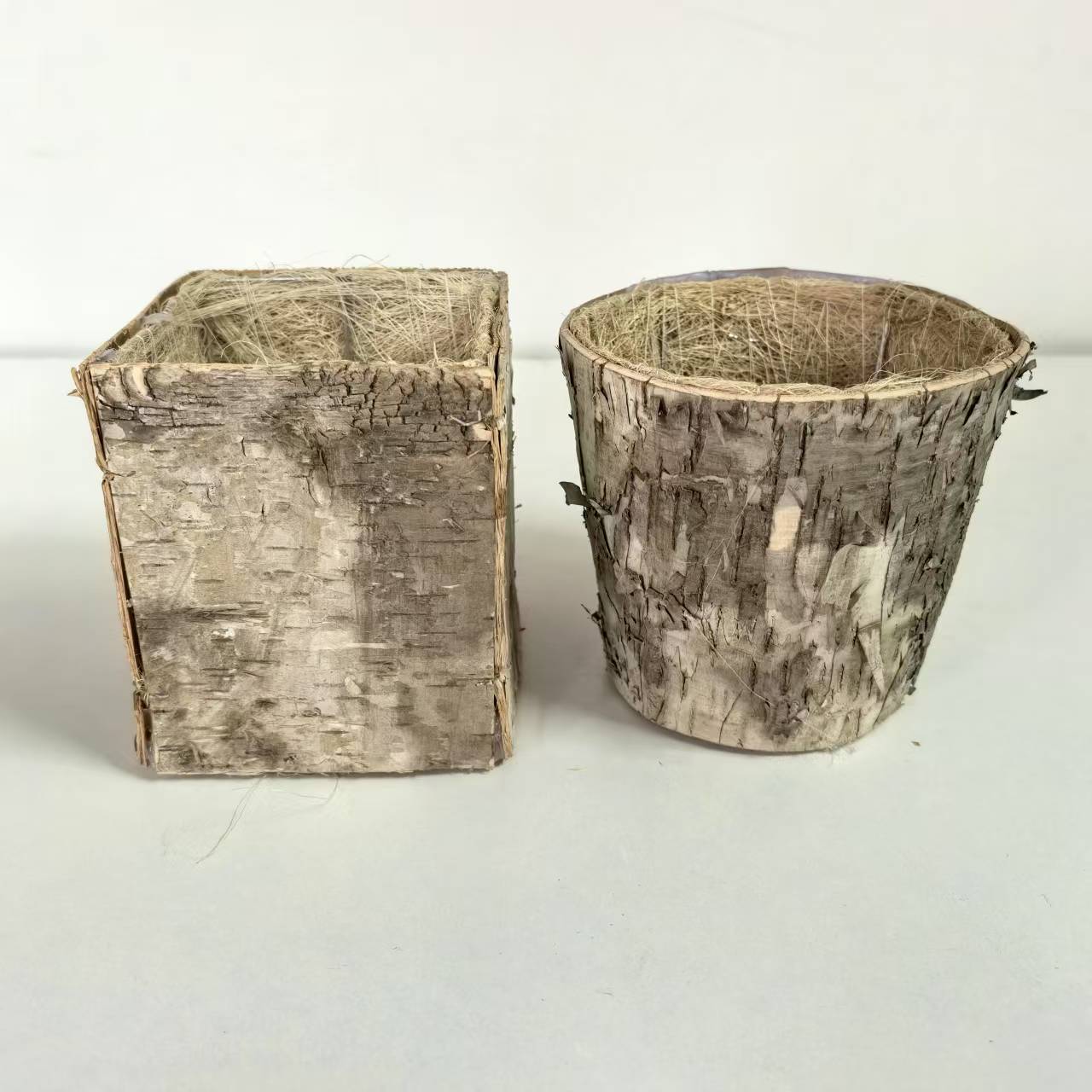 Birch Bark Flower Pot Crafts Flower Basket Storage Bark Flower Arrangement Bucket Bark Wooden Box Christmas DIY Succulent Flower Holder