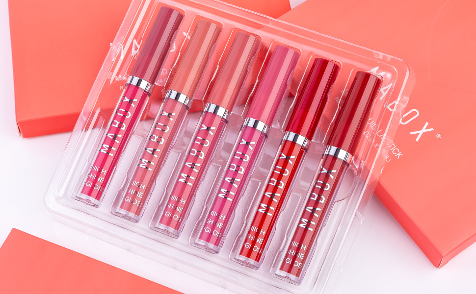 MABOX Velvet Liquid 6-lipstick set Matte non-stick Cup Lip gloss Lip gloss Lip Gloss Makeup wholesale Item Picture