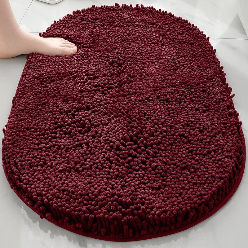 Alfombra absorbente de baño de chenilla ovalada Alfombra de pie de puerta de baño Alfombra antideslizante de entrada de baño Alfombra de dormitorio