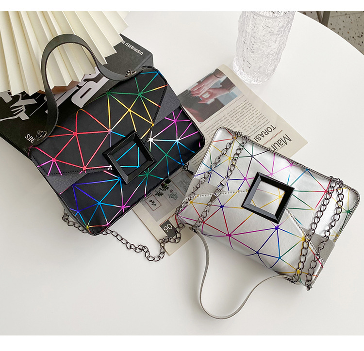 Women's Medium Pu Leather Geometric Stripe Fashion Printing Square Magnetic Buckle Crossbody Bag display picture 5