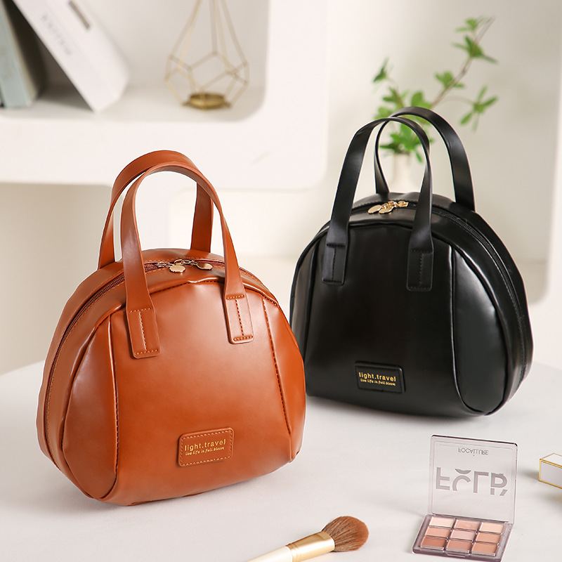 Nueva bolsa de cosméticos de concha de PU, bolsa de mano simple y de moda, bolsa pequeña de mujer, bolsa de almacenamiento de cosméticos y artículos de tocador