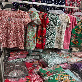 夏季地摊庙会赶场新品 韩版大码妈妈装美人条T恤中老年女短袖上衣
