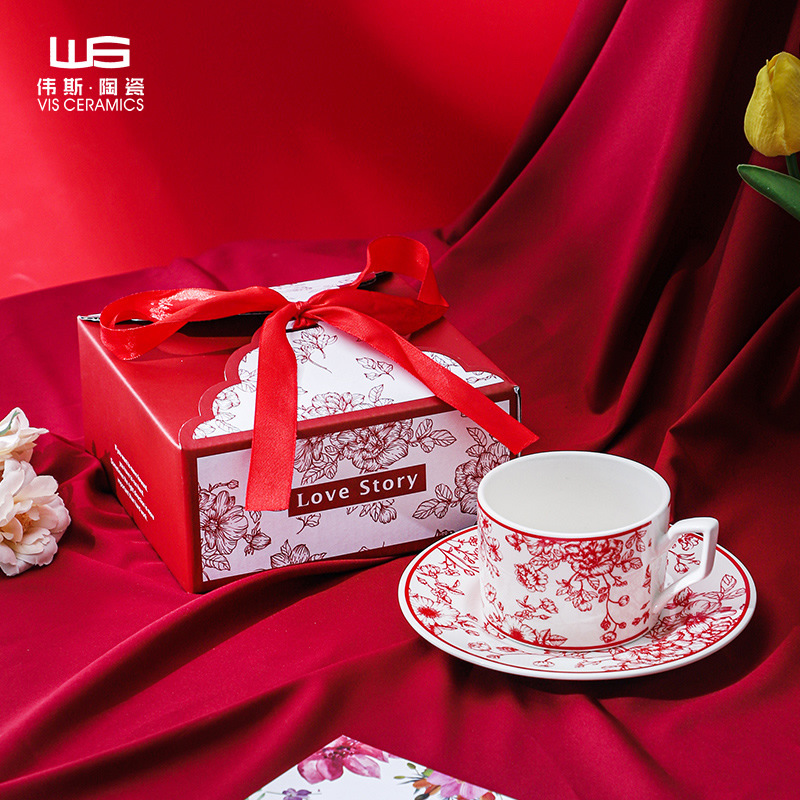 High-grade coffee cup saucer suit overseas ceramic mug cup cup wedding high-value gift activities