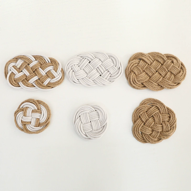 Прямые поставки с фабрики льняные соломенные винтажные подставки круглые однотонные настольные коврики Домашний Деревянный коврик для горшков салфетки в наличии оптом