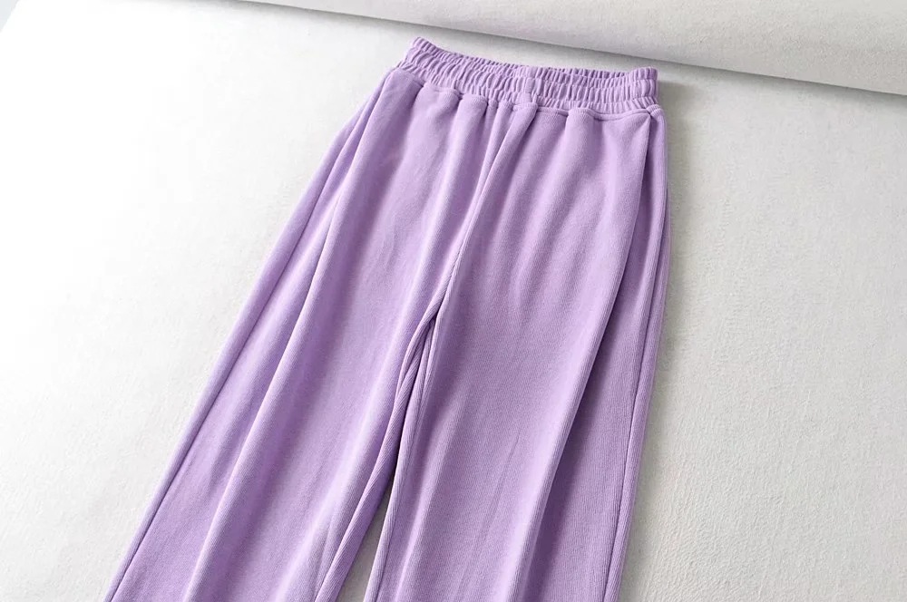 Pantalones de chándal elásticos de cintura alta de color sólido NSZQW115392