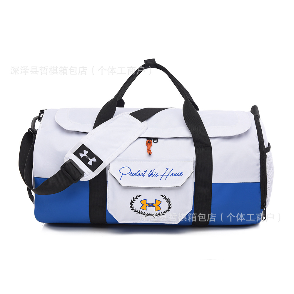 Fashionable short-trip handbag, luggage bag, color-blocked large-capacity storage bag, shoulder bag, sports yoga fitness bag