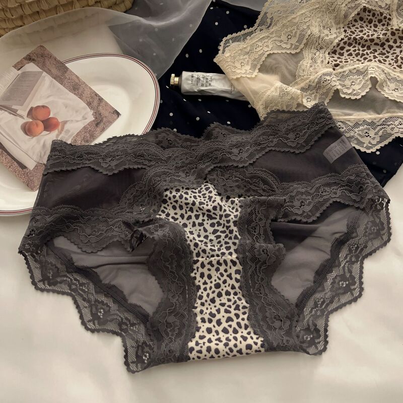 "Proud Wild Cat" Sexy Leopard Print Lace Panties for Women, Pure Desire Mesh Breathable Patchwork Leopard Print Lace Briefs "Proud Wild Cat" Sexy Leopard Print Lace Panties for Women, Pure Desire Mesh Breathable Patchwork Leopard Print Lace Briefs