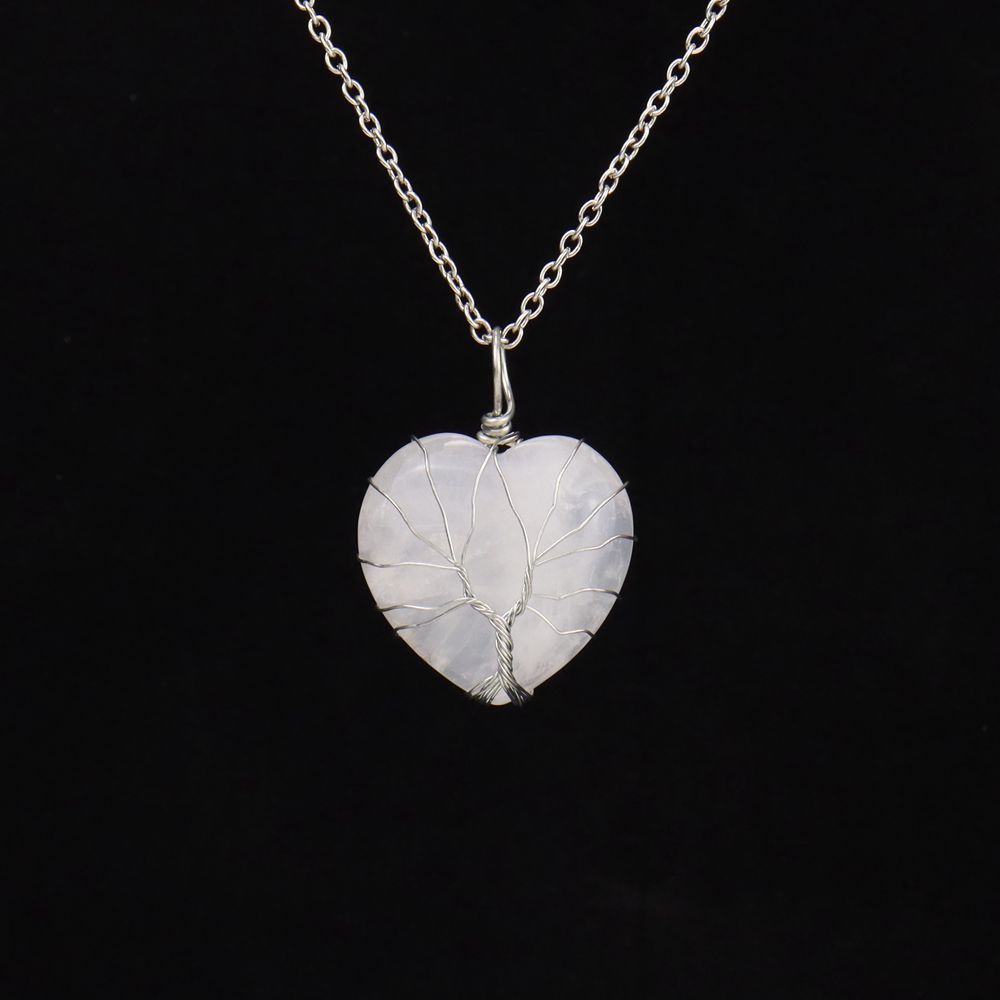 Retro Heart Shape natural stone Copper Plating Pendant Necklace 1 Piece