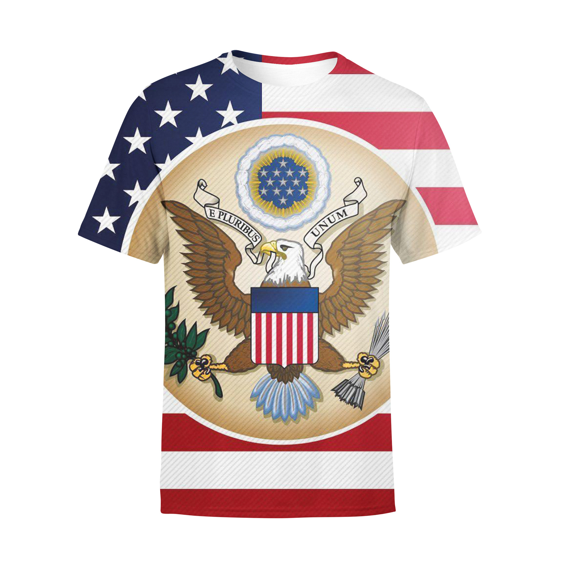 2022 verano nueva manga corta 3D Impresión digital bandera americana hombres y mujeres ropa camiseta suelta