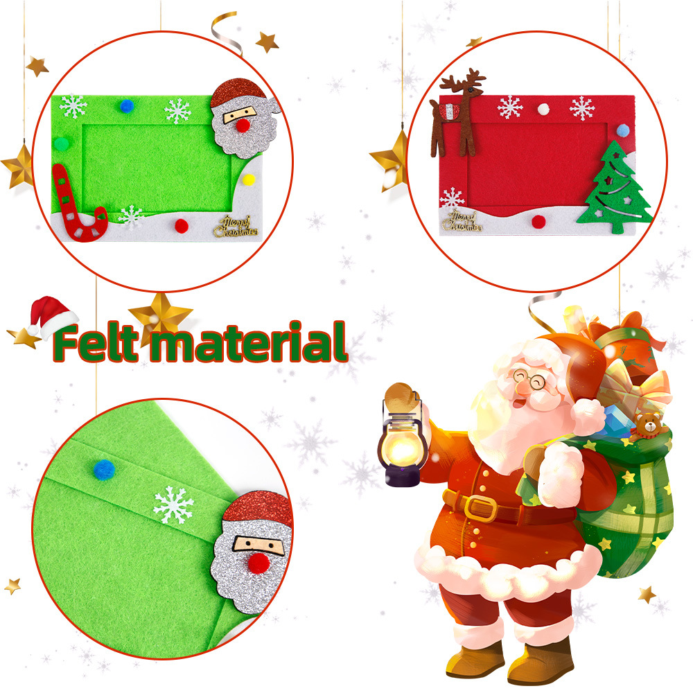 Marco de Fotos Navideño de Amazon, Fieltro de Dibujos Animados, Manualidades, Regalo de Navidad para Niños, Árbol de Navidad, Marco de Fotos con Reno