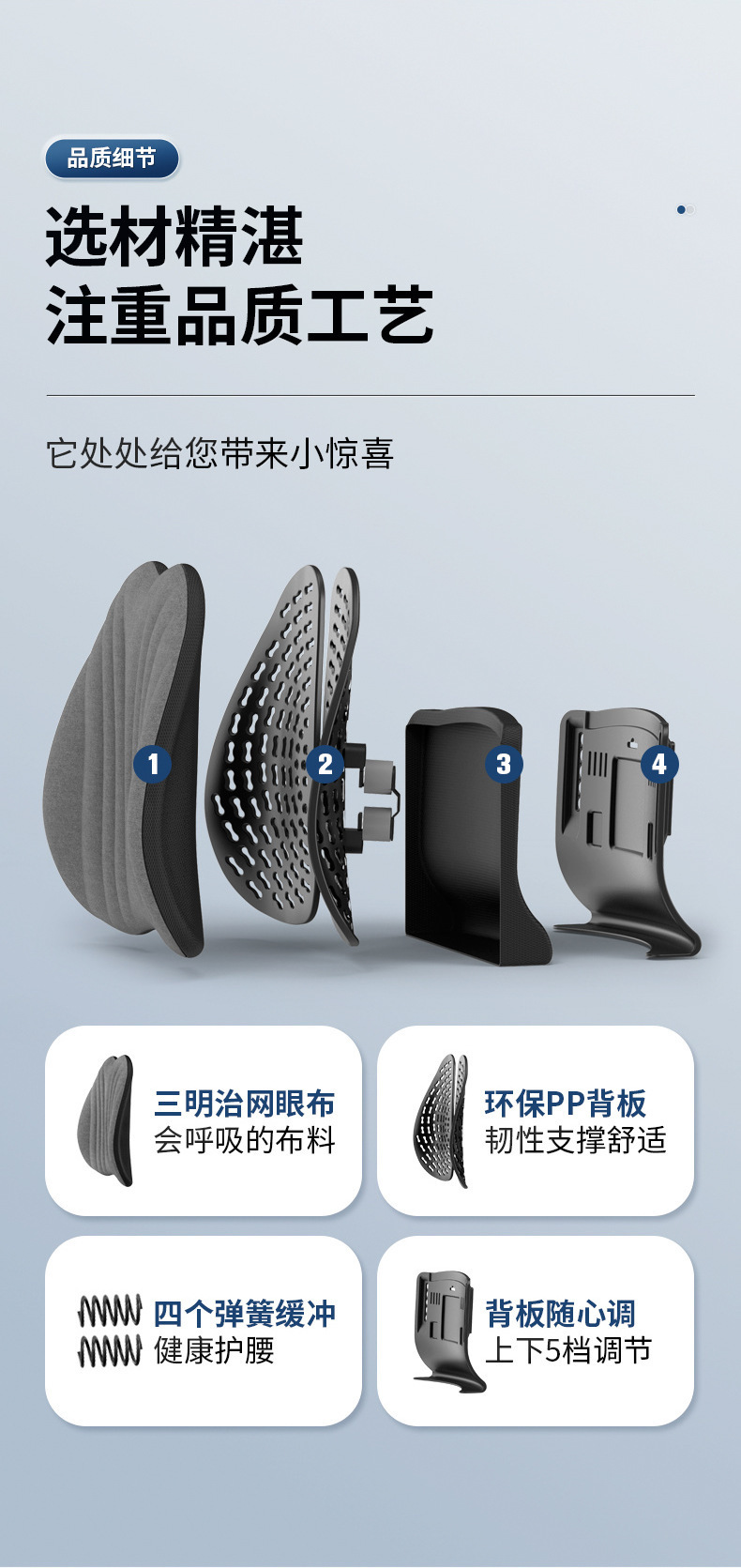 Car Ergonomic Lumbar Cushion Office Back Support Cushion Backrest Cushion Lumbar Chair Backrest Long-Sitting Seat Lumbar Support