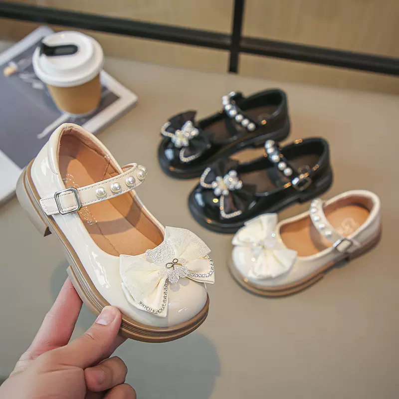 女童公主鞋2023秋季韩版休闲方口鞋女孩表演舞蹈单鞋英伦小皮鞋
