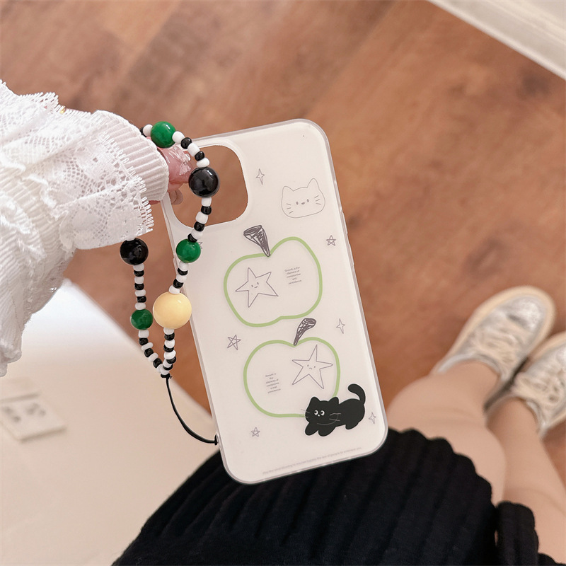 Línea de nicho ins Apple Black Cat para estuche para teléfono móvil 16ProMax 14/13 Apple 15 hembra iphone15PM