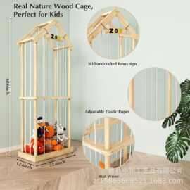 木质毛绒玩具收纳架暴力熊玩偶展示架布偶玩具收纳架卧室收纳篮