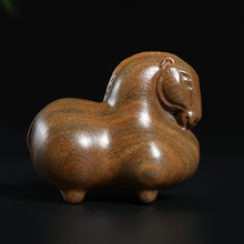 绿檀唐马实木质手把件文玩雕刻礼品生肖马上有钱摆件文创小件盘玩