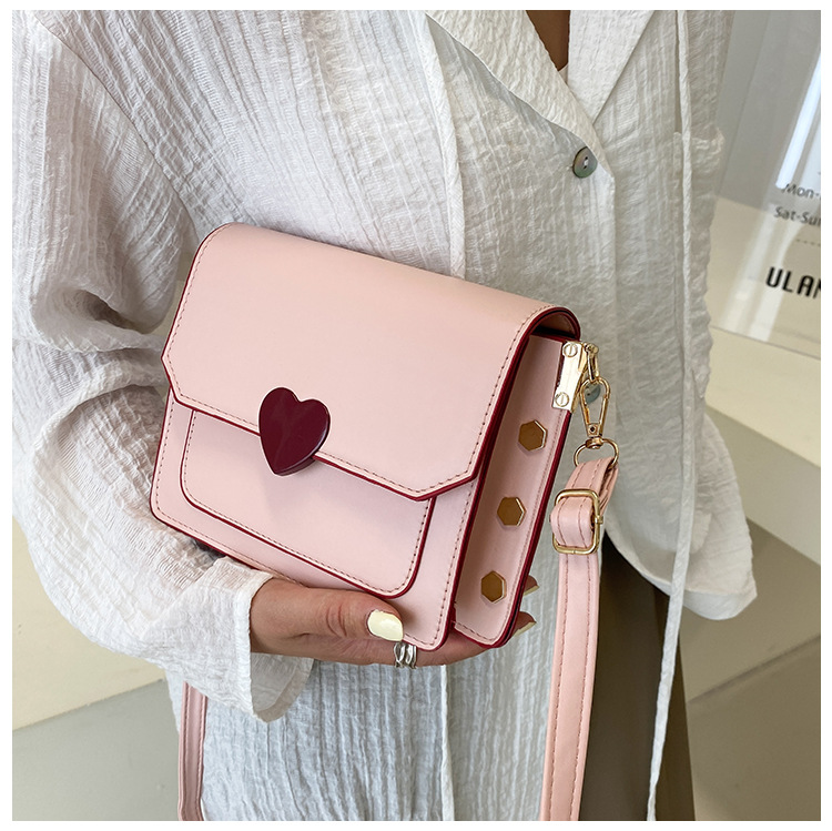 448g Weight Magnetic Buckle Closure Type Single Shoulder Strap Strap Type Crossbody Bag Bags Type Shopping Occasion Pu Leather Material Solid Color Pattern All Seasons Season Women's Gender Streetwear Style Square Shape Medium Size Women's Medium Pu Leather Heart Shape Solid Color Streetwear Square Magnetic Buckle Crossbody Bag 8