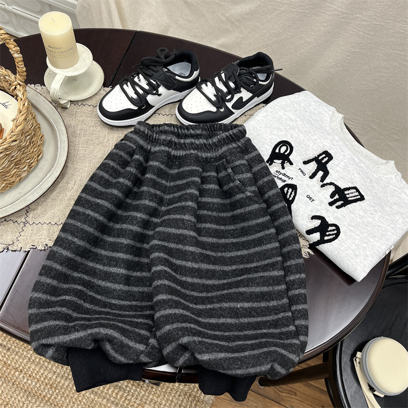 男童冬装加绒休闲裤儿童冬季束脚裤2025新款宝宝羊羔毛保暖裤